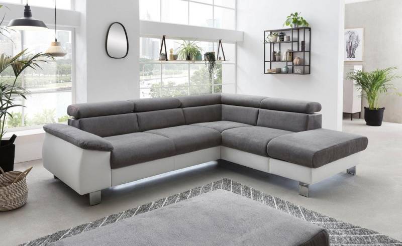 COTTA Polstergarnitur Komaris L-Form, (Set), Set bestehend aus: Ecksofa mit Kopfteilverstellung & Hocker von COTTA