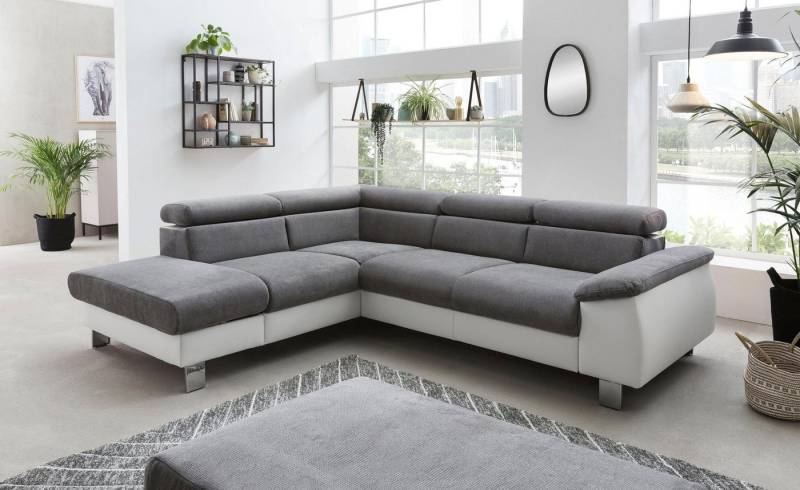 COTTA Polstergarnitur Komaris L-Form, (Set), Set bestehend aus: Ecksofa mit Kopfteilverstellung & Hocker von COTTA