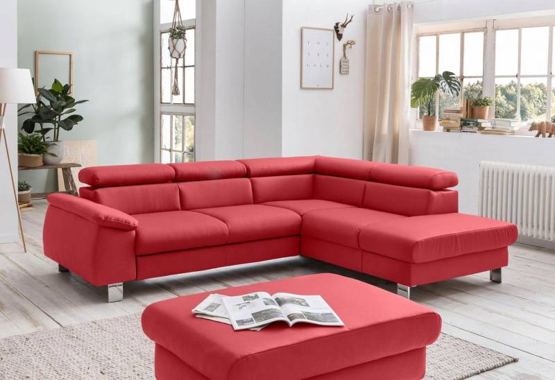 COTTA Polstergarnitur Komaris L-Form, (Set), Set bestehend aus: Ecksofa mit Kopfteilverstellung & Hocker von COTTA