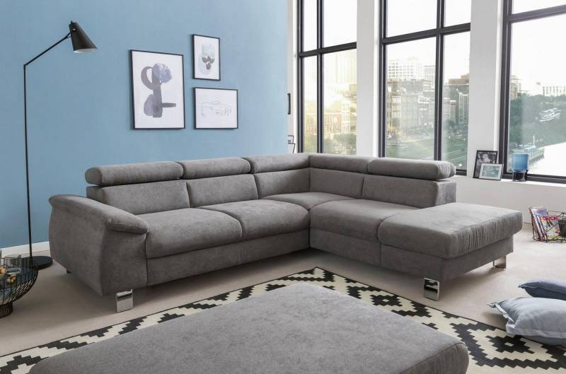 COTTA Polstergarnitur Komaris L-Form, (Set), Set bestehend aus: Ecksofa mit Kopfteilverstellung & Hocker von COTTA