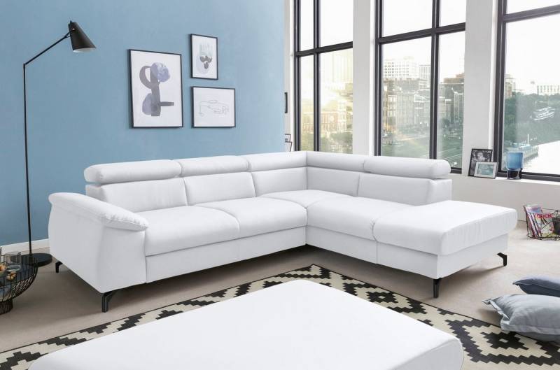 COTTA Polstergarnitur Komaris L-Form, (Set), Set bestehend aus: Ecksofa mit Kopfteilverstellung & Hocker von COTTA