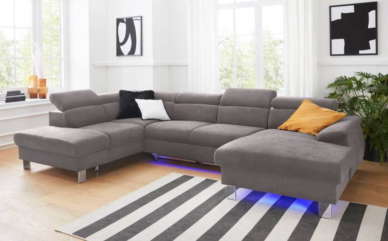 COTTA Polstergarnitur Komaris U-Form, (Set), Set bestehend aus: Wohnlandschaft mit Kopfteilverstellung & Hocker von COTTA