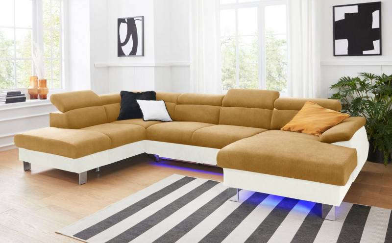 COTTA Polstergarnitur Komaris U-Form, (Set), Set bestehend aus: Wohnlandschaft mit Kopfteilverstellung & Hocker von COTTA