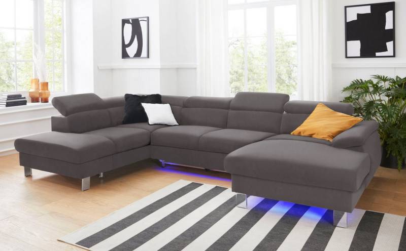 COTTA Polstergarnitur Komaris U-Form, (Set), Set bestehend aus: Wohnlandschaft mit Kopfteilverstellung & Hocker von COTTA