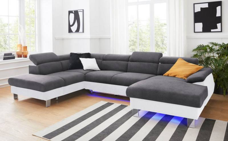 COTTA Polstergarnitur Komaris U-Form, (Set), Set bestehend aus: Wohnlandschaft mit Kopfteilverstellung & Hocker von COTTA