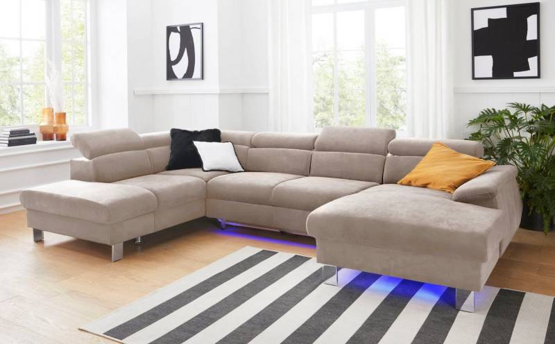 COTTA Polstergarnitur Komaris U-Form, (Set), Set bestehend aus: Wohnlandschaft mit Kopfteilverstellung & Hocker von COTTA