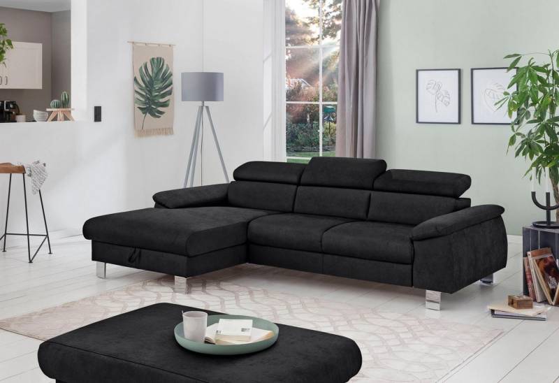 COTTA Polstergarnitur Komaris L-Form, (Set), Set bestehend aus: Ecksofa mit Kopfteilverstellung & Hocker von COTTA