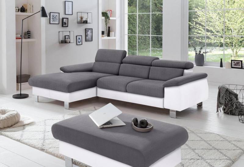 COTTA Polstergarnitur Komaris L-Form, (Set), Set bestehend aus: Ecksofa mit Kopfteilverstellung & Hocker von COTTA