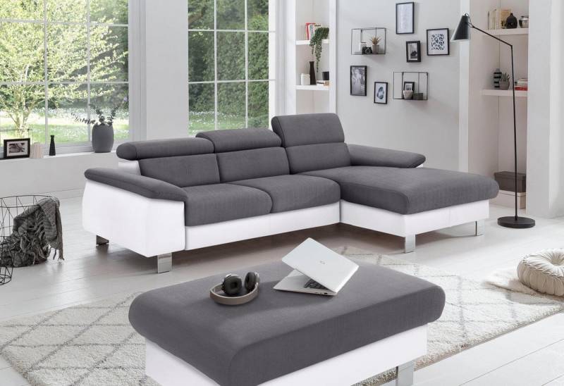 COTTA Polstergarnitur Komaris L-Form, (Set), Set bestehend aus: Ecksofa mit Kopfteilverstellung & Hocker von COTTA
