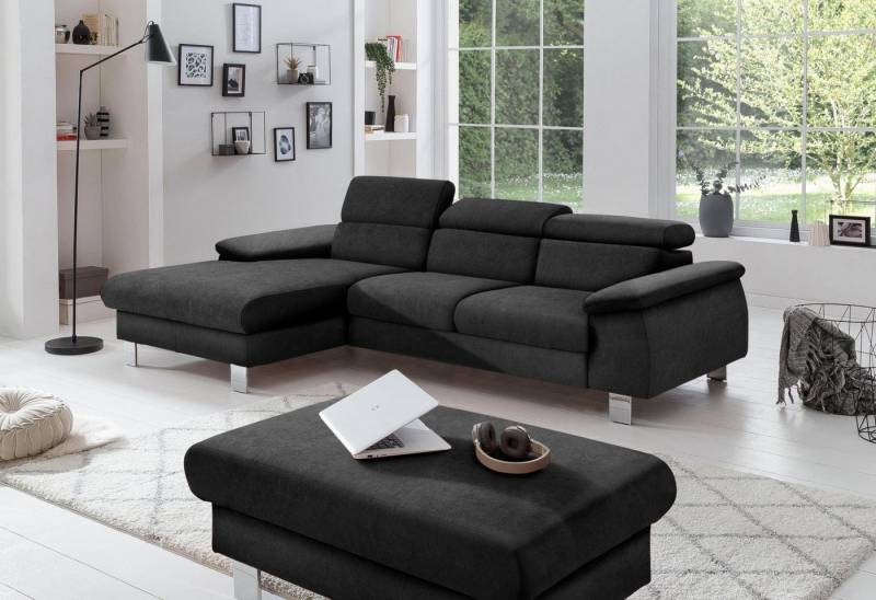 COTTA Polstergarnitur Komaris L-Form, (Set), Set bestehend aus: Ecksofa mit Kopfteilverstellung & Hocker von COTTA