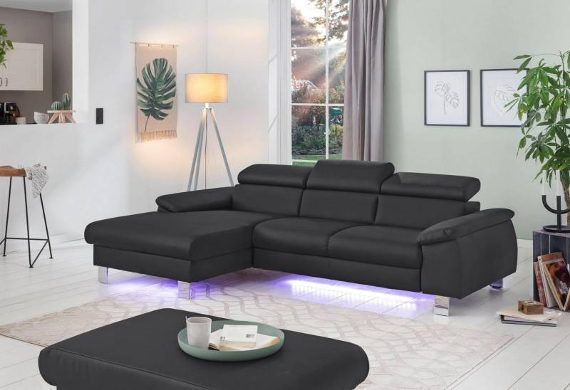 COTTA Polstergarnitur Komaris L-Form, (Set), Set bestehend aus: Ecksofa mit Kopfteilverstellung & Hocker von COTTA