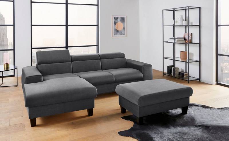 COTTA Polstergarnitur Morven L-Form, (Set), Set bestehend aus: Ecksofa mit Kopfteilverstellung & Hocker von COTTA