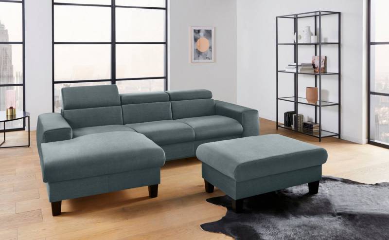 COTTA Polstergarnitur Morven L-Form, (Set), Set bestehend aus: Ecksofa mit Kopfteilverstellung & Hocker von COTTA