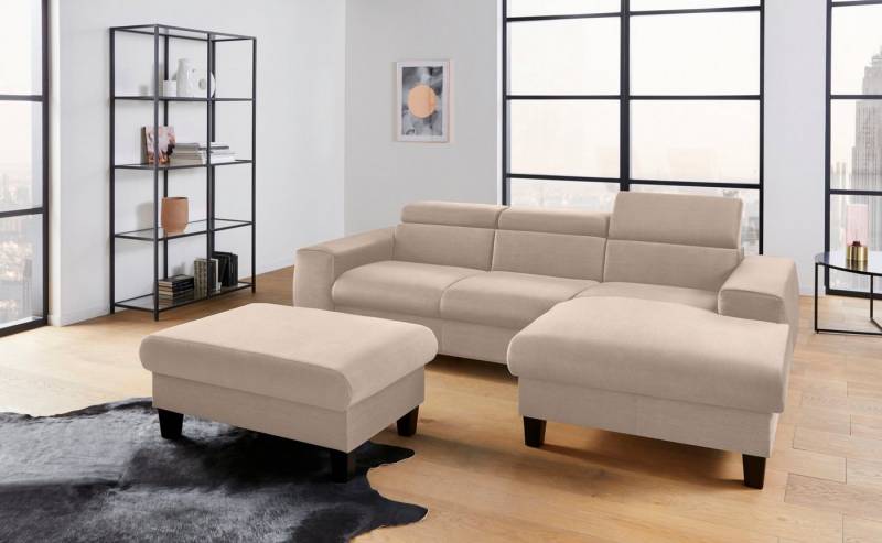 COTTA Polstergarnitur Morven L-Form, (Set), Set bestehend aus: Ecksofa mit Kopfteilverstellung & Hocker von COTTA