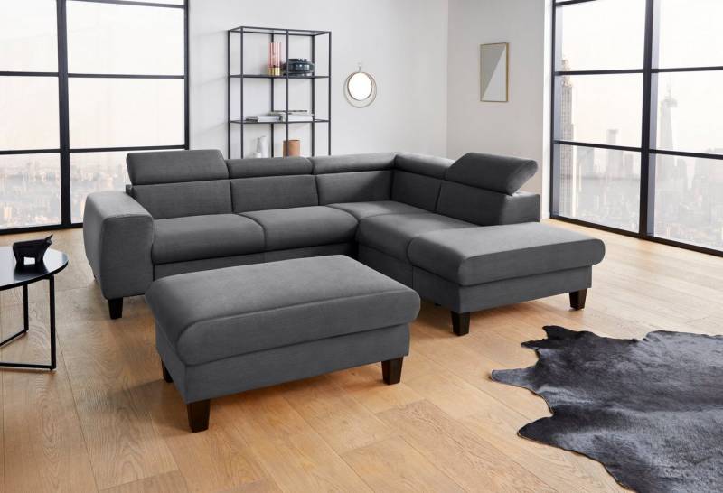 COTTA Polstergarnitur Morven L-Form, (Set), Set bestehend aus: Ecksofa mit Kopfteilverstellung & Hocker von COTTA