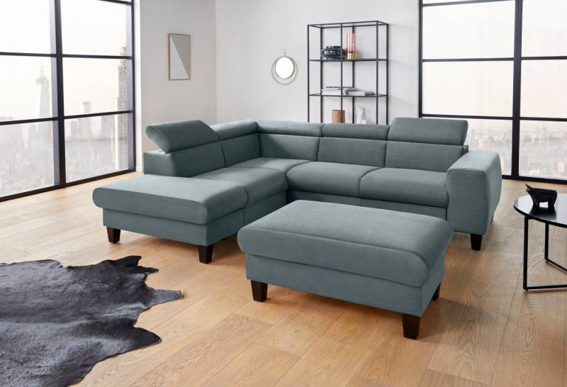 COTTA Polstergarnitur Morven L-Form, (Set), Set bestehend aus: Ecksofa mit Kopfteilverstellung & Hocker von COTTA