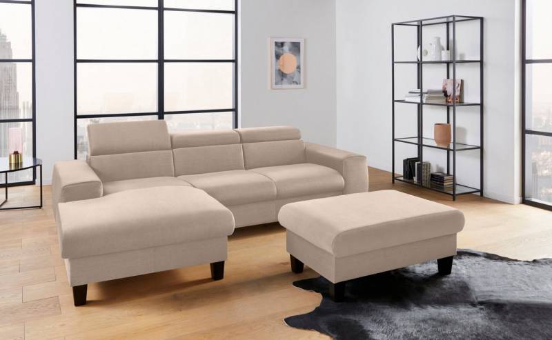 COTTA Polstergarnitur Morven L-Form, (Set), Set bestehend aus: Ecksofa mit Kopfteilverstellung & Hocker von COTTA