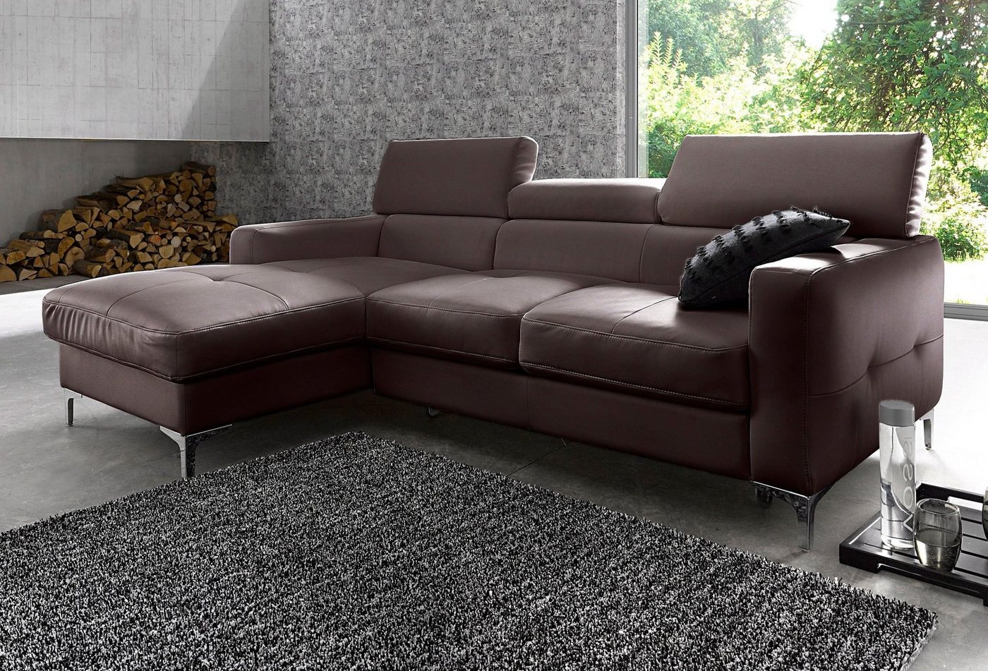 COTTA Polstergarnitur Sammy L-Form, (Set), Set bestehend aus: Ecksofa mit Kopfteilverstellung & Hocker von COTTA