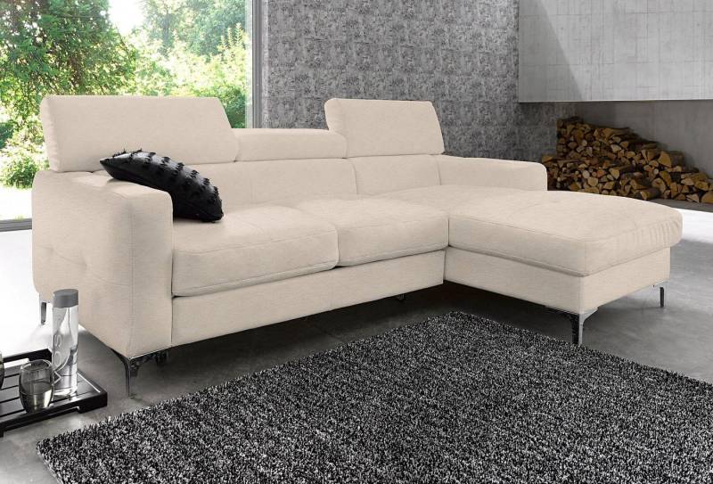COTTA Polstergarnitur Sammy L-Form, (Set), Set bestehend aus: Ecksofa mit Kopfteilverstellung & Hocker von COTTA