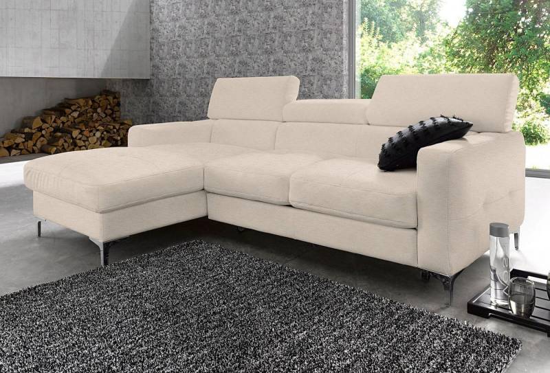 COTTA Polstergarnitur Sammy L-Form, (Set), Set bestehend aus: Ecksofa mit Kopfteilverstellung & Hocker von COTTA