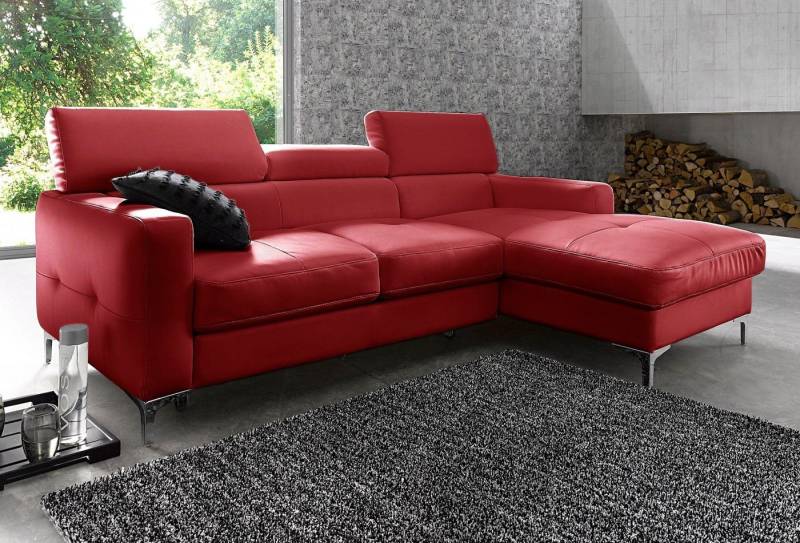 COTTA Polstergarnitur Sammy L-Form, (Set), Set bestehend aus: Ecksofa mit Kopfteilverstellung & Hocker von COTTA