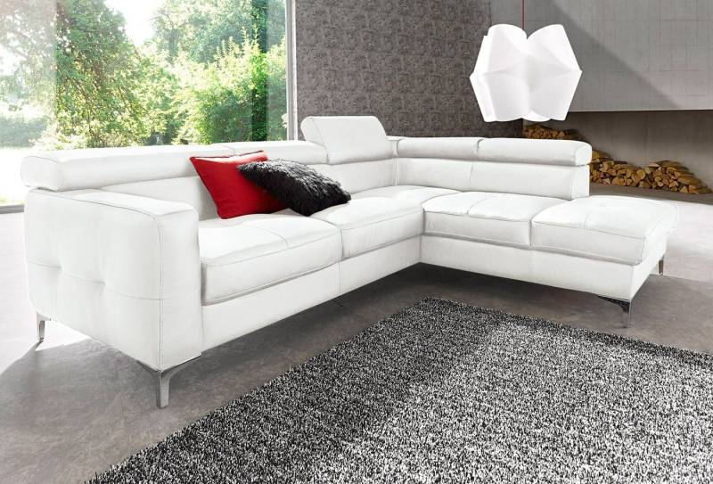 COTTA Polstergarnitur Sammy L-Form, (Set), Set bestehend aus: Ecksofa mit Kopfteilverstellung & Hocker von COTTA