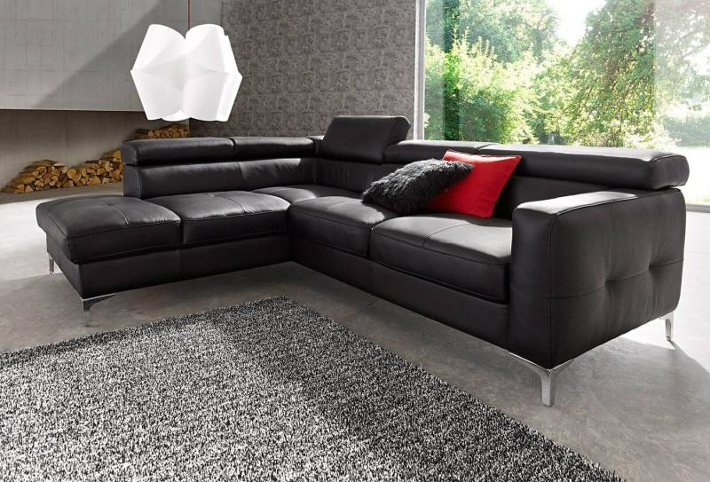 COTTA Polstergarnitur Sammy L-Form, (Set), Set bestehend aus: Ecksofa mit Kopfteilverstellung & Hocker von COTTA