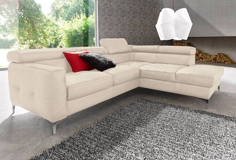 COTTA Polstergarnitur Sammy L-Form, (Set), Set bestehend aus: Ecksofa mit Kopfteilverstellung & Hocker von COTTA