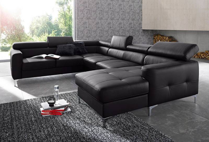 COTTA Polstergarnitur Sammy U-Form, (Set, Tiefe der Recamiere 169 cm), Set bestehend aus: Wohnlandschaft mit Kopfteilverstellung & Hocker von COTTA