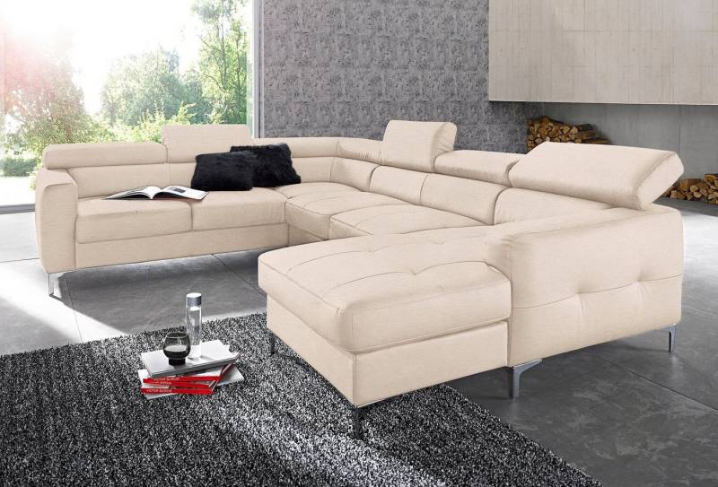 COTTA Polstergarnitur Sammy U-Form, (Set, Tiefe der Recamiere 169 cm), Set bestehend aus: Wohnlandschaft mit Kopfteilverstellung & Hocker von COTTA