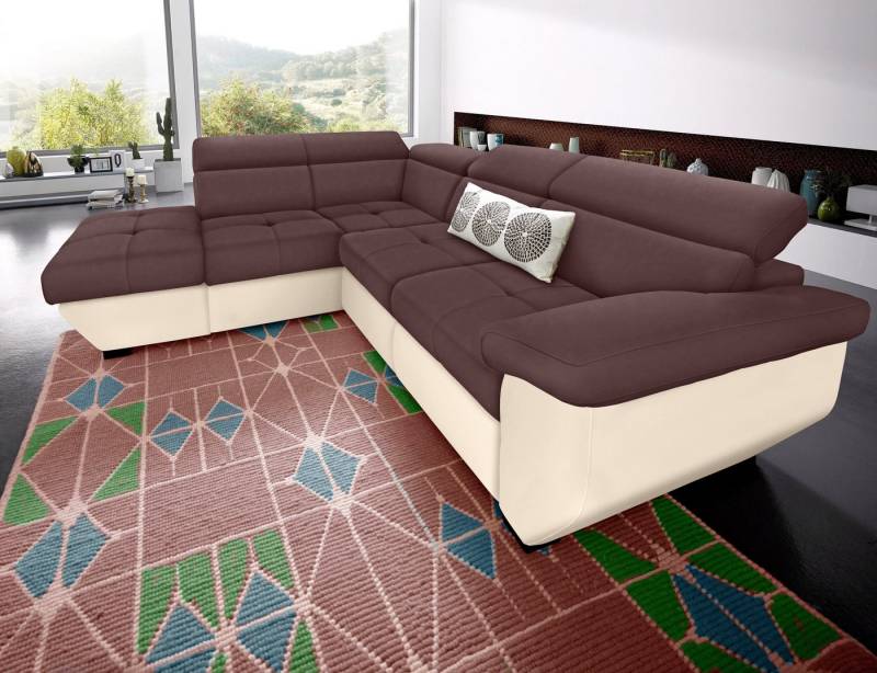 COTTA Polstergarnitur Speedway L-Form, (Set), Set bestehend aus: Ecksofa mit Kopfteilverstellung & Hocker von COTTA