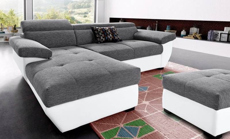 COTTA Polstergarnitur Speedway L-Form, (Set), Set bestehend aus: Ecksofa mit Kopfteilverstellung & Hocker von COTTA