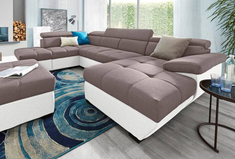 COTTA Polstergarnitur Speedway U-Form, (Set), Set bestehend aus: Wohnlandschaft mit Kopfteilverstellung & Hocker von COTTA