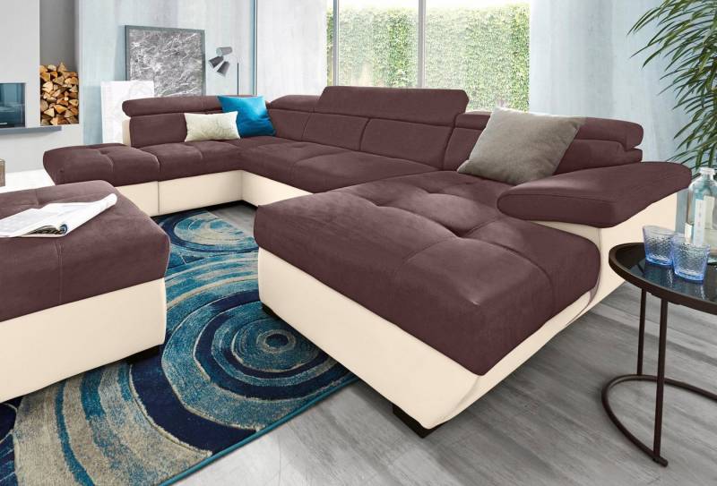 COTTA Polstergarnitur Speedway U-Form, (Set), Set bestehend aus: Wohnlandschaft mit Kopfteilverstellung & Hocker von COTTA