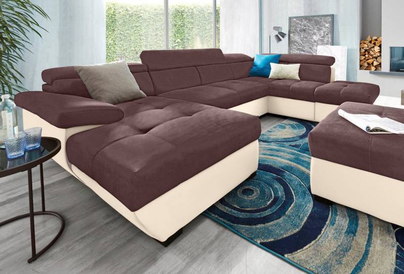 COTTA Polstergarnitur Speedway U-Form, (Set), Set bestehend aus: Wohnlandschaft mit Kopfteilverstellung & Hocker von COTTA