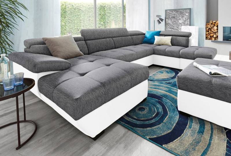COTTA Polstergarnitur Speedway U-Form, (Set), Set bestehend aus: Wohnlandschaft mit Kopfteilverstellung & Hocker von COTTA