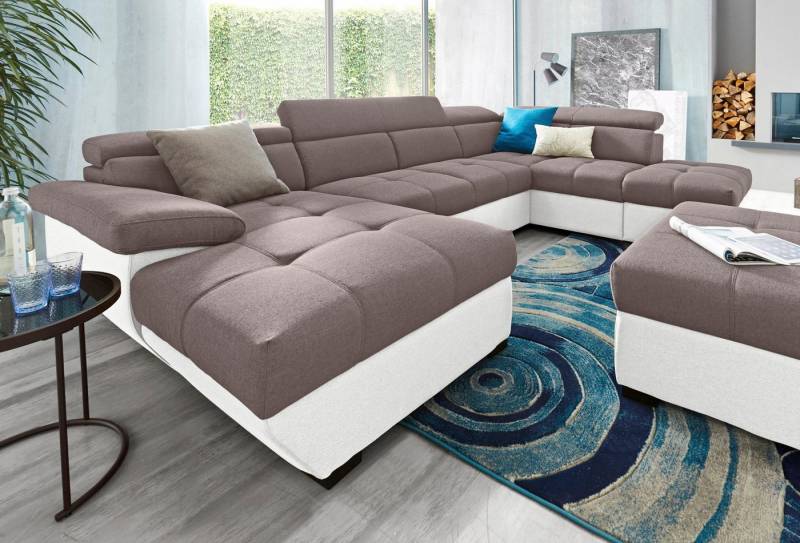 COTTA Polstergarnitur Speedway U-Form, (Set), Set bestehend aus: Wohnlandschaft mit Kopfteilverstellung & Hocker von COTTA
