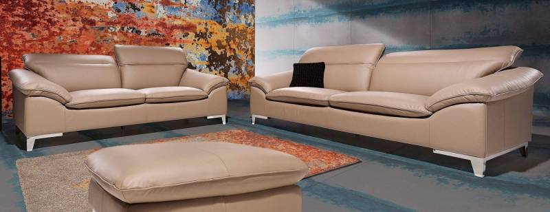 COTTA Polstergarnitur Teresa, (Set), Set bestehend aus: 3-Sitzer mit Kopfteilverstellung & Hocker von COTTA