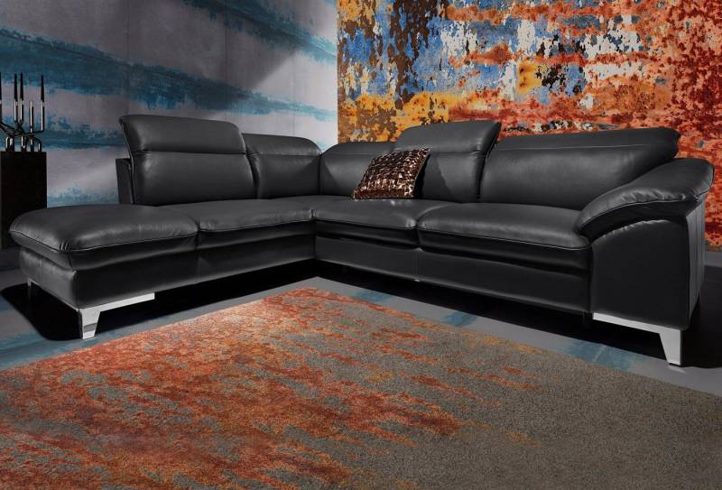 COTTA Polstergarnitur Teresa L-Form, (Set), Set bestehend aus: Ecksofa mit Kopfteilverstellung & Hocker von COTTA