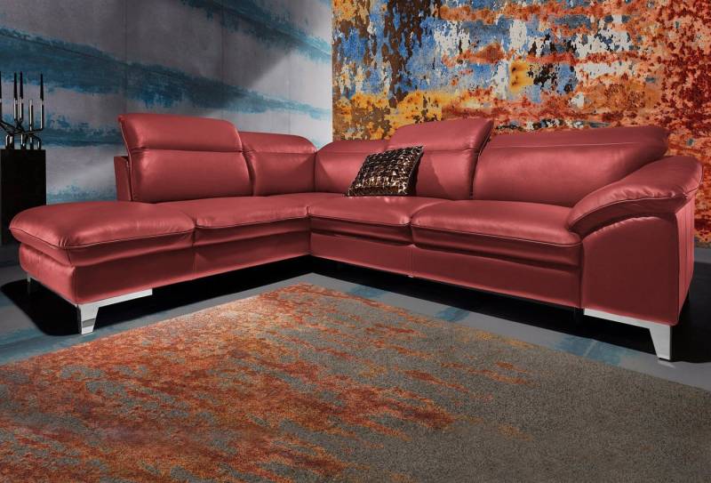COTTA Polstergarnitur Teresa L-Form, (Set), Set bestehend aus: Ecksofa mit Kopfteilverstellung & Hocker von COTTA