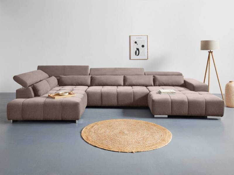 COTTA Wohnlandschaft Orion U-Form, mit Kopfteilverstellung & 6 Nierenkissen von COTTA
