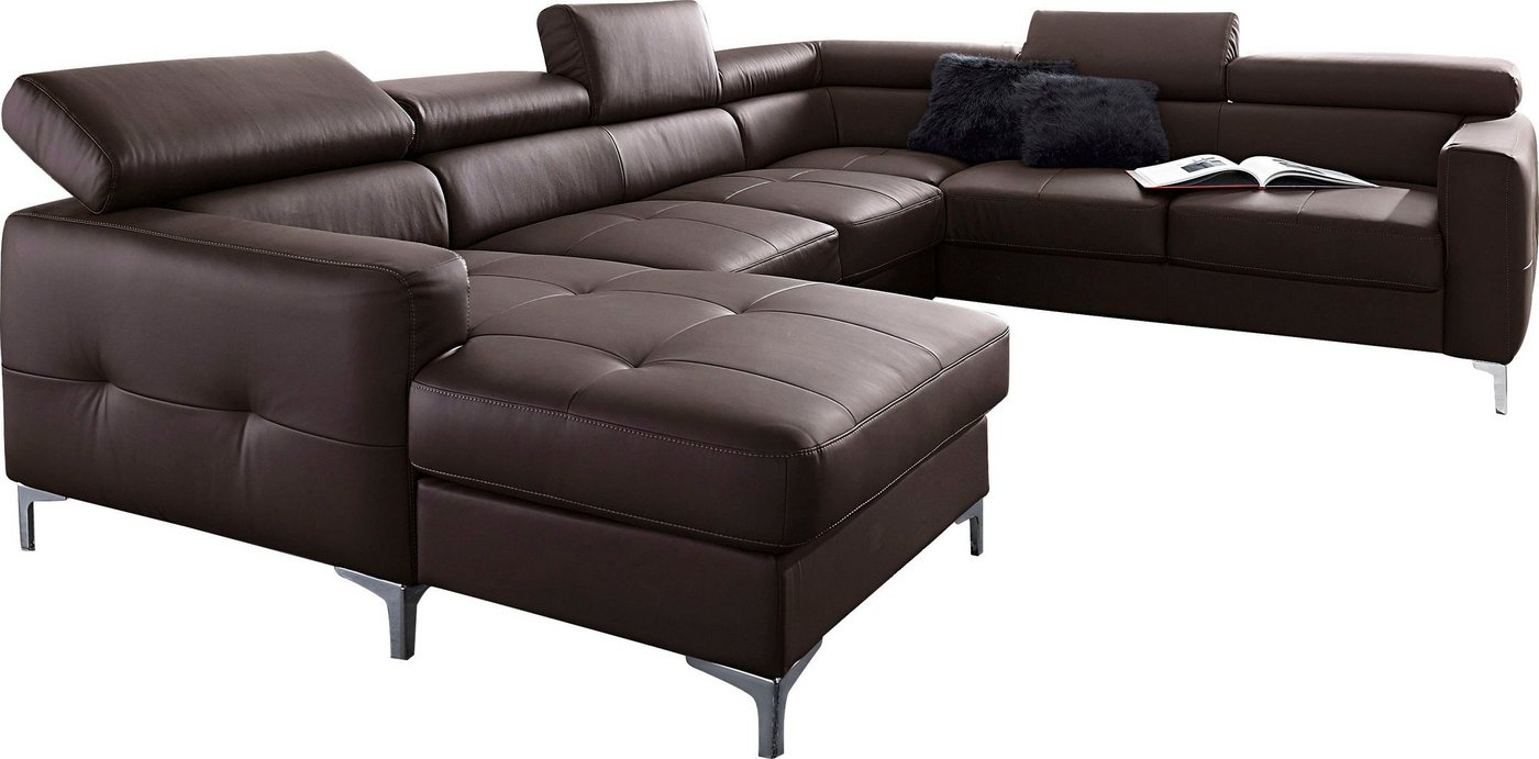 COTTA Wohnlandschaft Ecksofa in modernem Design, U-Form, mit Kopfteilverstellung, optional mit Bettfunktion und Bettkasten von COTTA