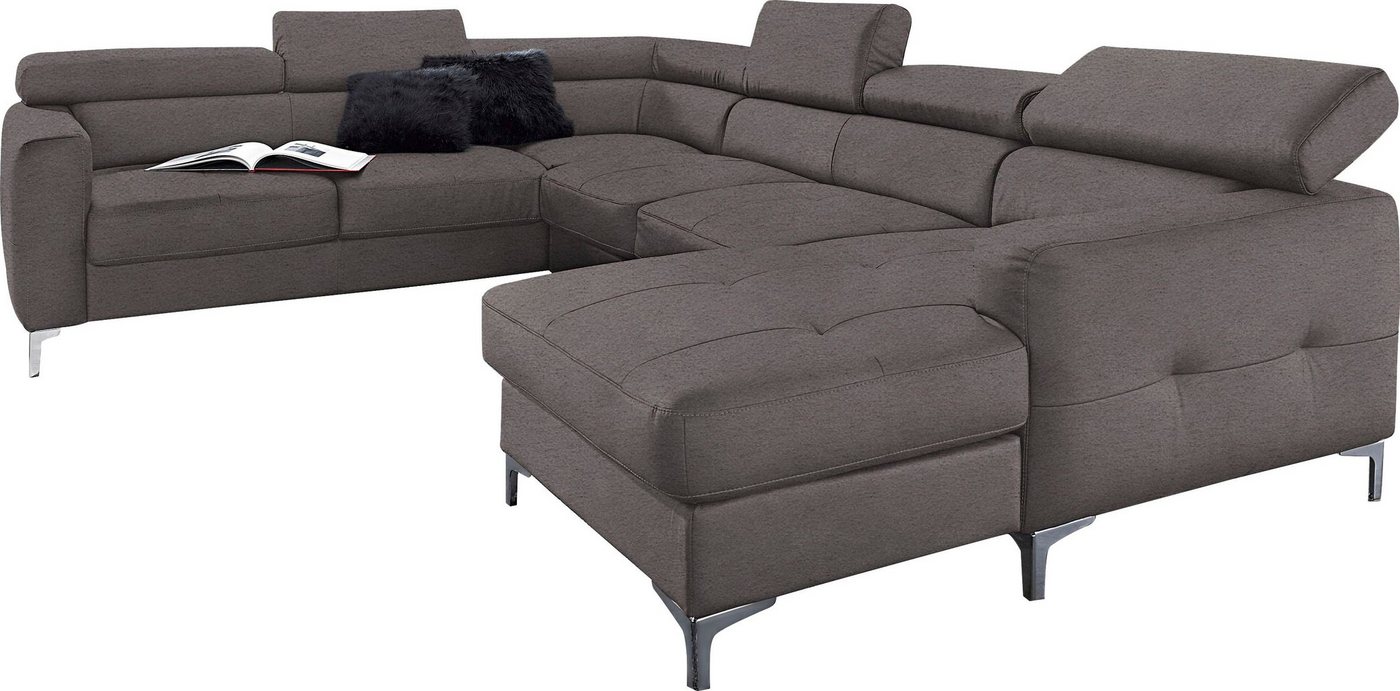 COTTA Wohnlandschaft Ecksofa in modernem Design, U-Form, mit Kopfteilverstellung, optional mit Bettfunktion und Bettkasten von COTTA