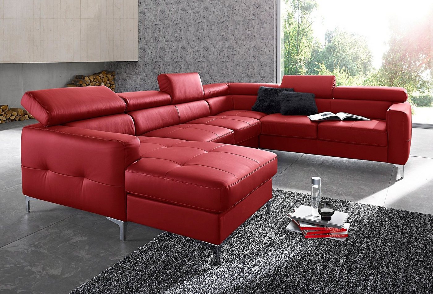 COTTA Wohnlandschaft Ecksofa in modernem Design, U-Form, mit Kopfteilverstellung, optional mit Bettfunktion und Bettkasten von COTTA