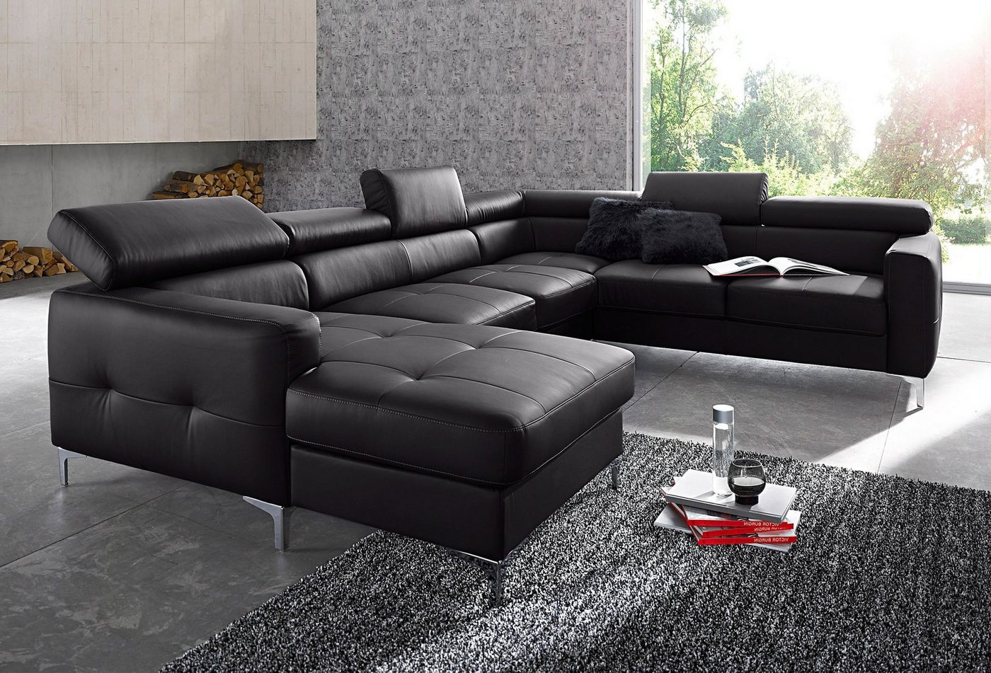 COTTA Wohnlandschaft Ecksofa in modernem Design, U-Form, mit Kopfteilverstellung, optional mit Bettfunktion und Bettkasten von COTTA