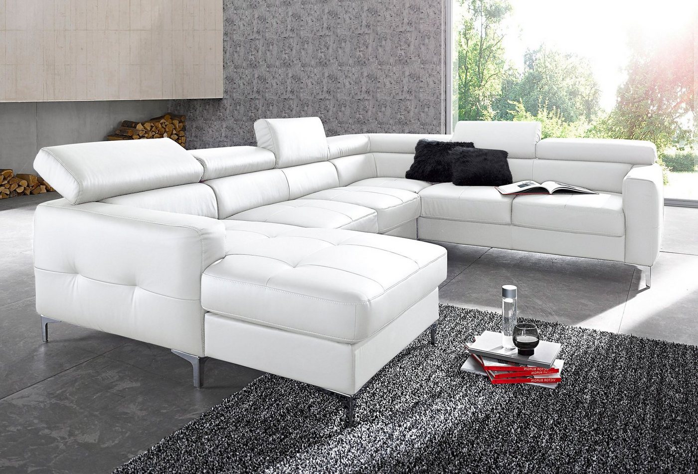 COTTA Wohnlandschaft Ecksofa in modernem Design, U-Form, mit Kopfteilverstellung, optional mit Bettfunktion und Bettkasten von COTTA