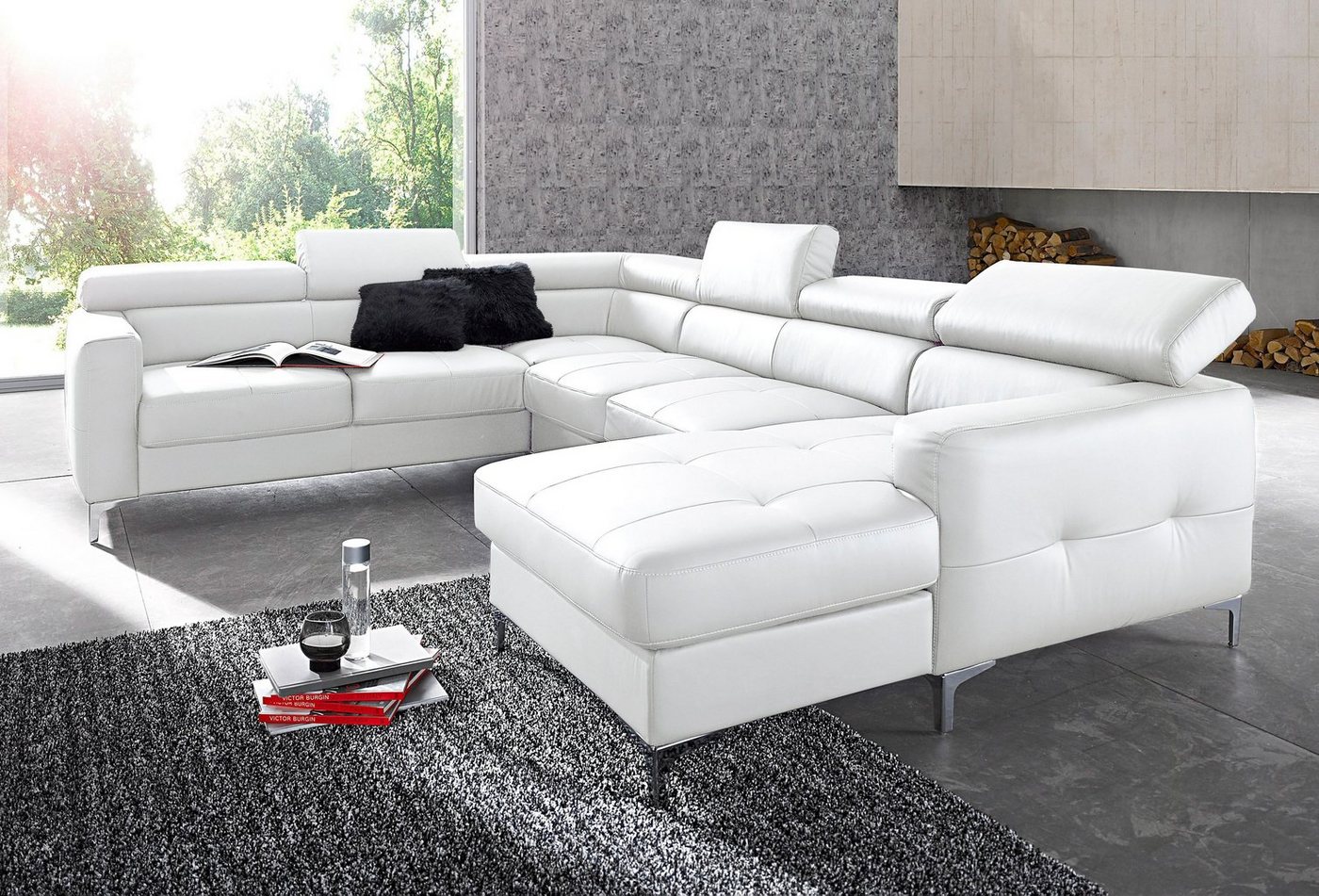 COTTA Wohnlandschaft Ecksofa in modernem Design, U-Form, mit Kopfteilverstellung, optional mit Bettfunktion und Bettkasten von COTTA