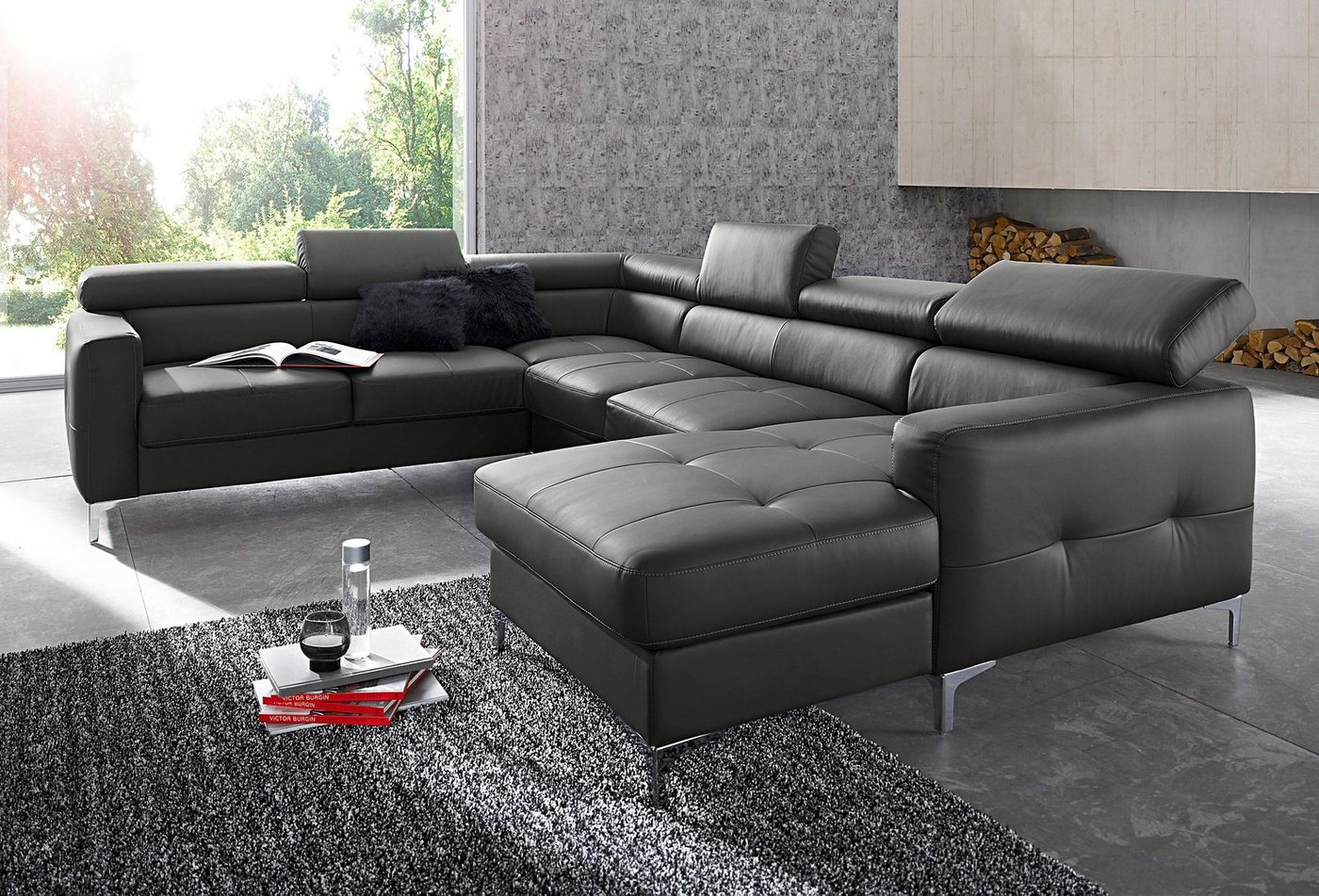 COTTA Wohnlandschaft Ecksofa in modernem Design, U-Form, mit Kopfteilverstellung, optional mit Bettfunktion und Bettkasten von COTTA