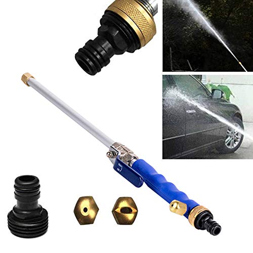 COTTILE Hochdruck Wasserdüse Wasserlanze mit Ausziehbarem Federschlauch 2 x Reinigungsdüse Spraydüsen Gartenschlauch Anschluss… (Blau) von COTTILE