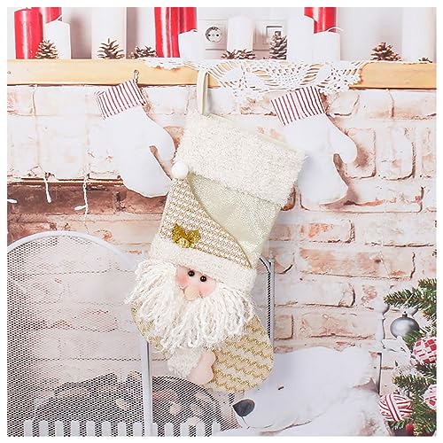 COTTNY Weihnachtsstrümpfe, Goldene Weiße Nikolausstrumpf zum Befüllen und Aufhängen für Weihnachtsdeko, Nikolausstiefel Christmas Stockings für Weihnachtsbaum Kamin Schaufenster Deko (A) von COTTNY